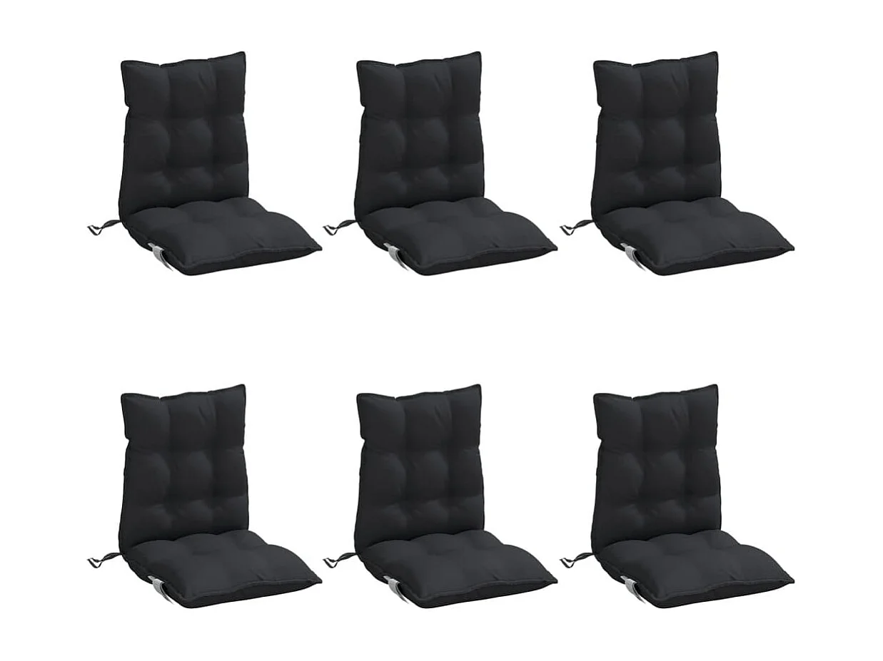 Niedriglehner-Auflagen 6 Stk. Schwarz Oxford-Gewebe