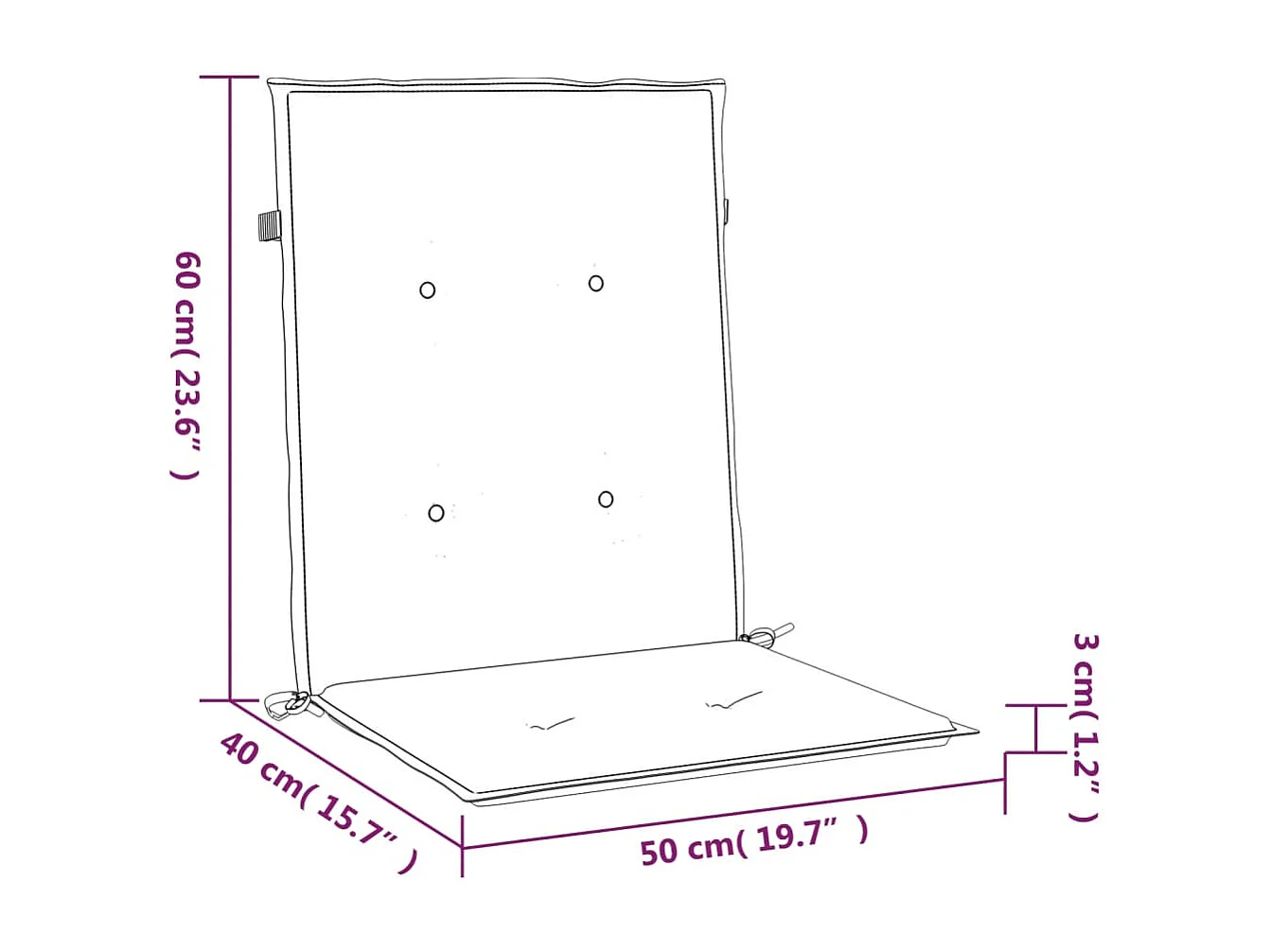 Coussins de chaise de jardin à dossier bas lot de 6