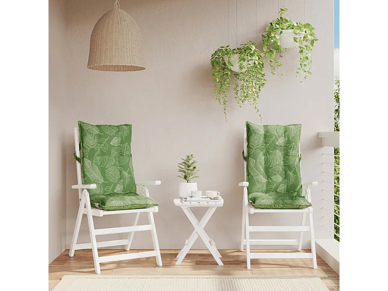 Hochlehner-Auflagen 2 Stk. Blattmuster Oxford-Gewebe