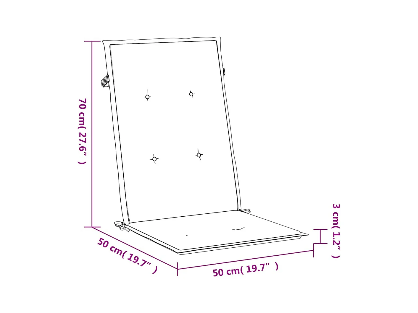 Cojín silla de jardín respaldo alto 6 uds tela rojo 120x50x3 cm