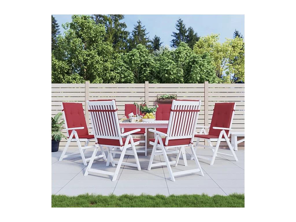Coussins de chaise de jardin à dossier haut lot de 6 bordeaux