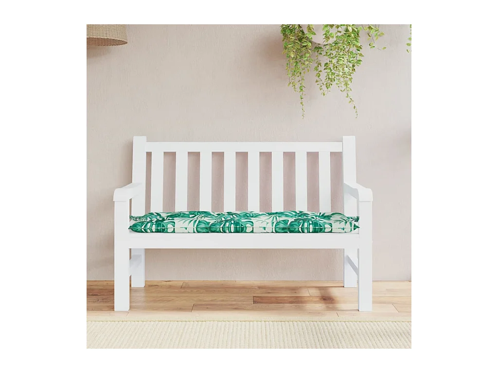 Coussin de banc de jardin motif de feuilles 120x50x7 cm