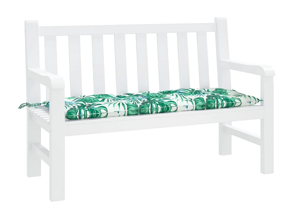 Coussin de banc de jardin motif de feuilles 120x50x7 cm