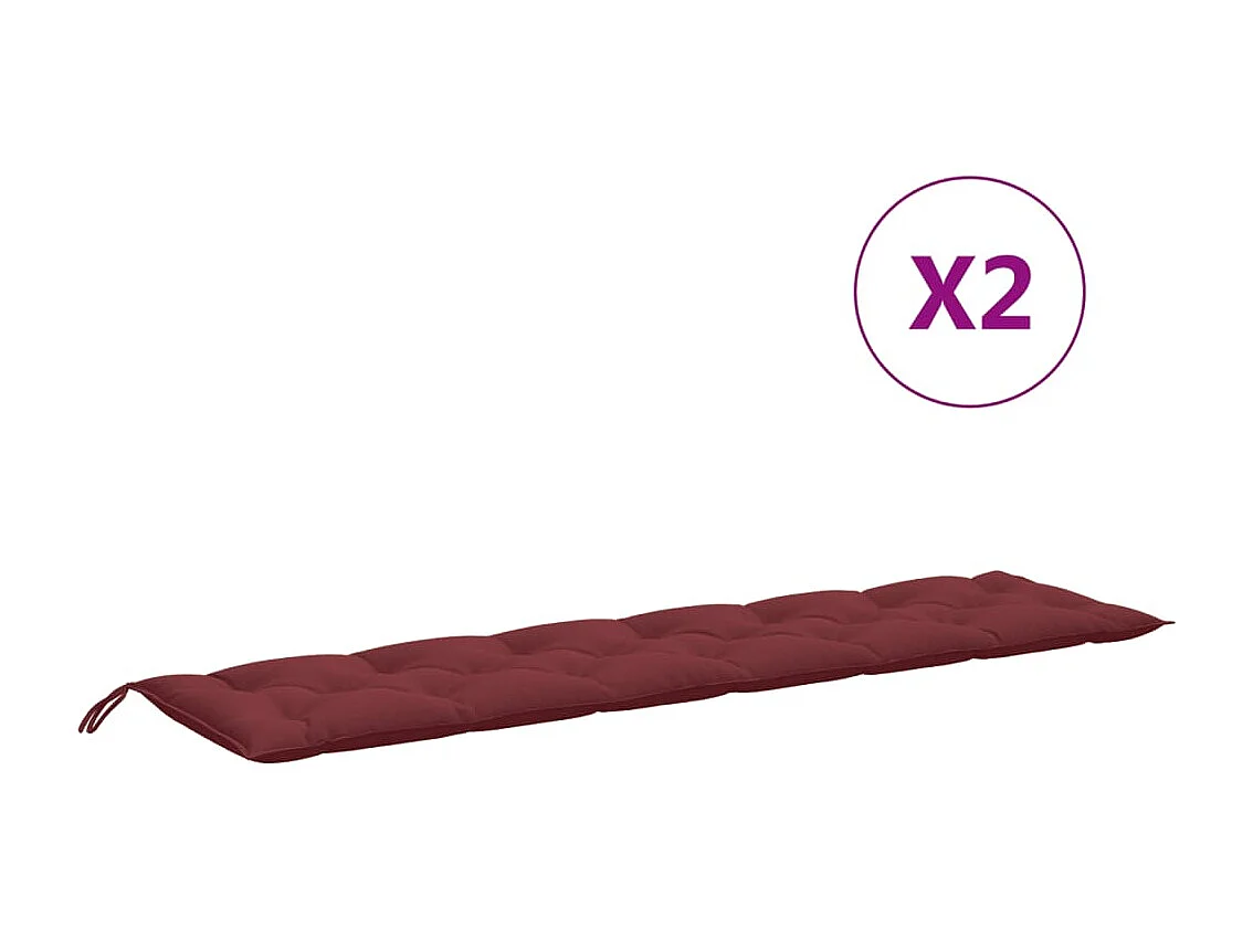 Gartenbank-Auflagen 2 Stk. Melange Weinrot 200x50x7 cm Stoff
