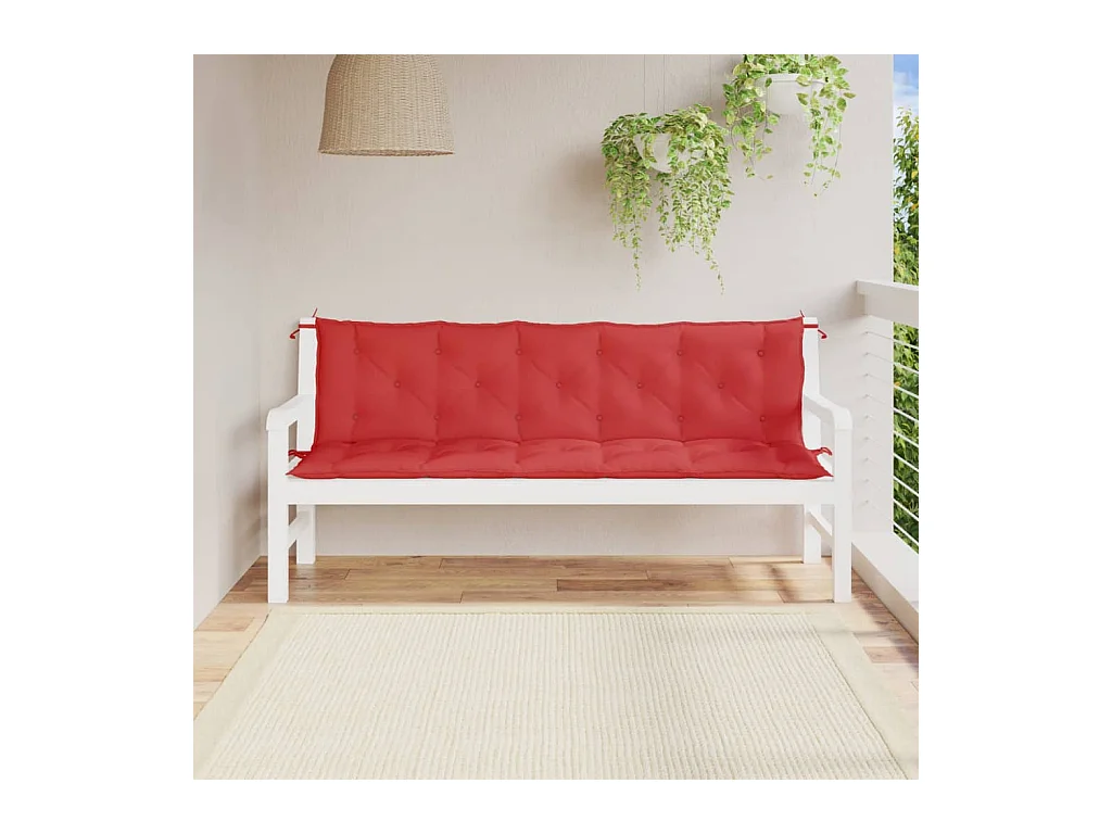 Coussins de banc jardin lot de 2 rouge 180x50x7 cm tissu Oxford