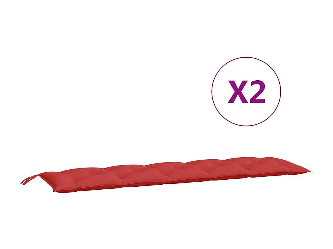 Coussins de banc jardin lot de 2 rouge 180x50x7 cm tissu Oxford