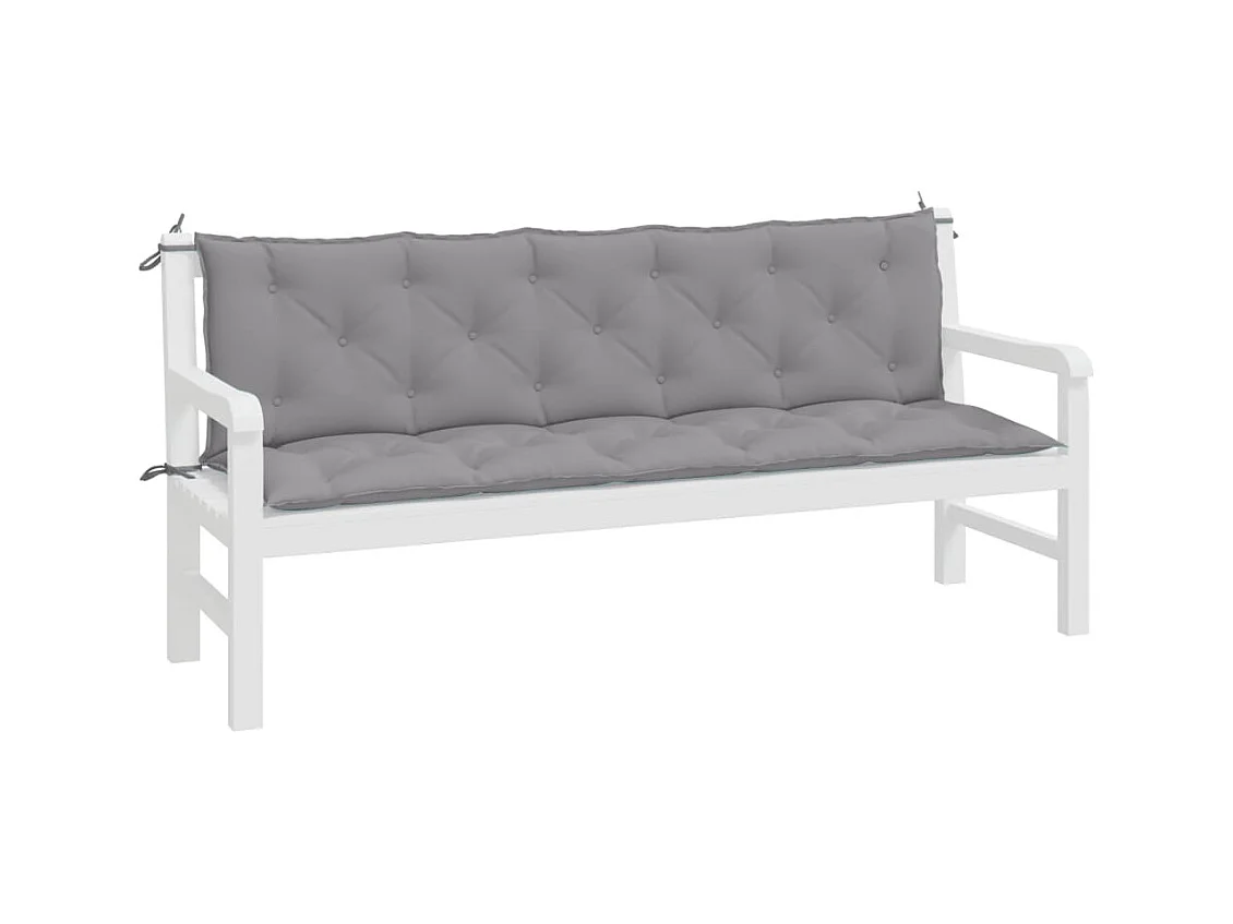 Coussins de banc jardin lot de 2 gris 180x50x7 cm tissu Oxford