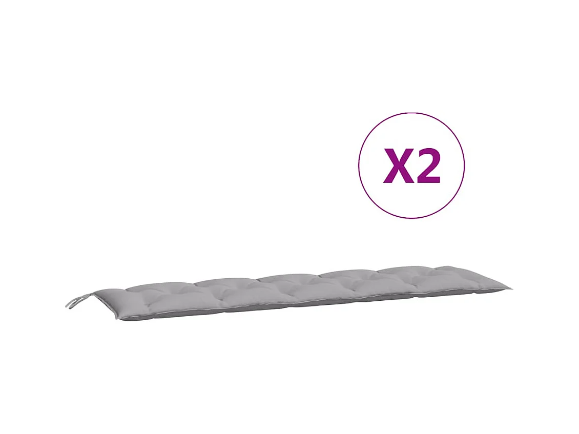 Coussins de banc jardin lot de 2 gris 180x50x7 cm tissu Oxford