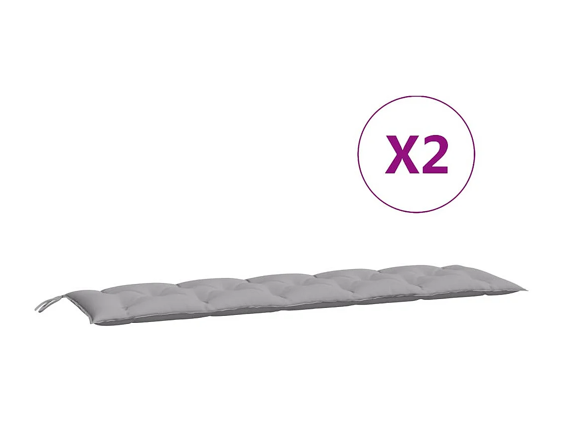Coussins de banc jardin lot de 2 gris 180x50x7 cm tissu Oxford