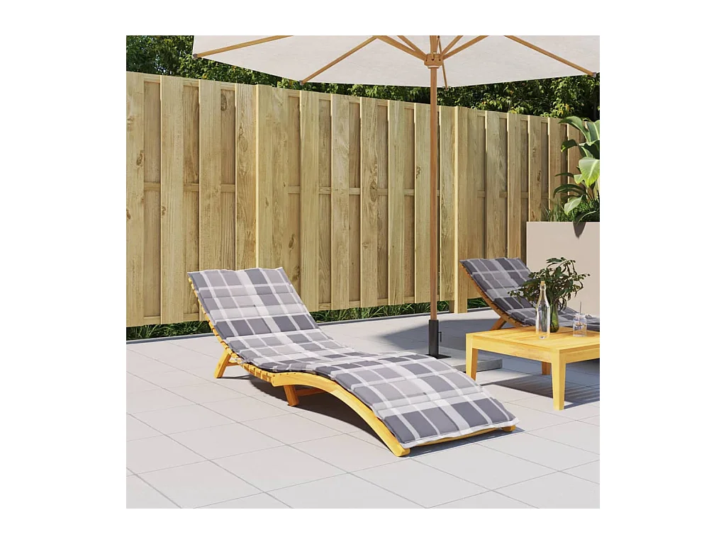 Sonnenliegen-Auflage Grau Karomuster 200x70x3 cm Oxford-Gewebe