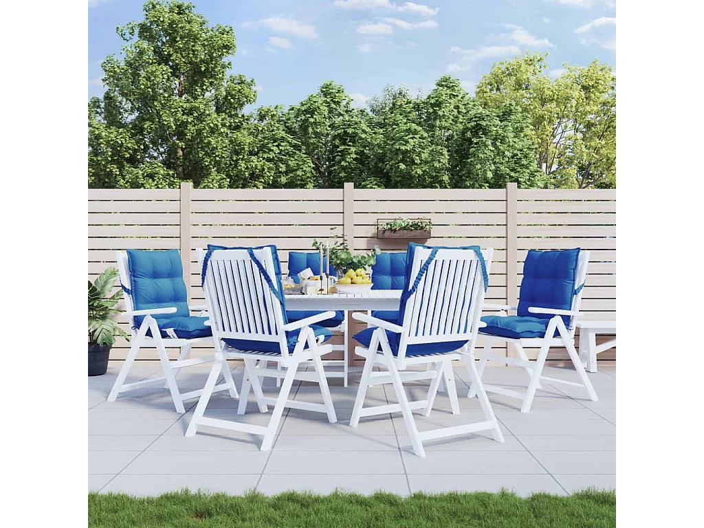 Coussins de chaise à dossier bas lot de 6 bleu royal