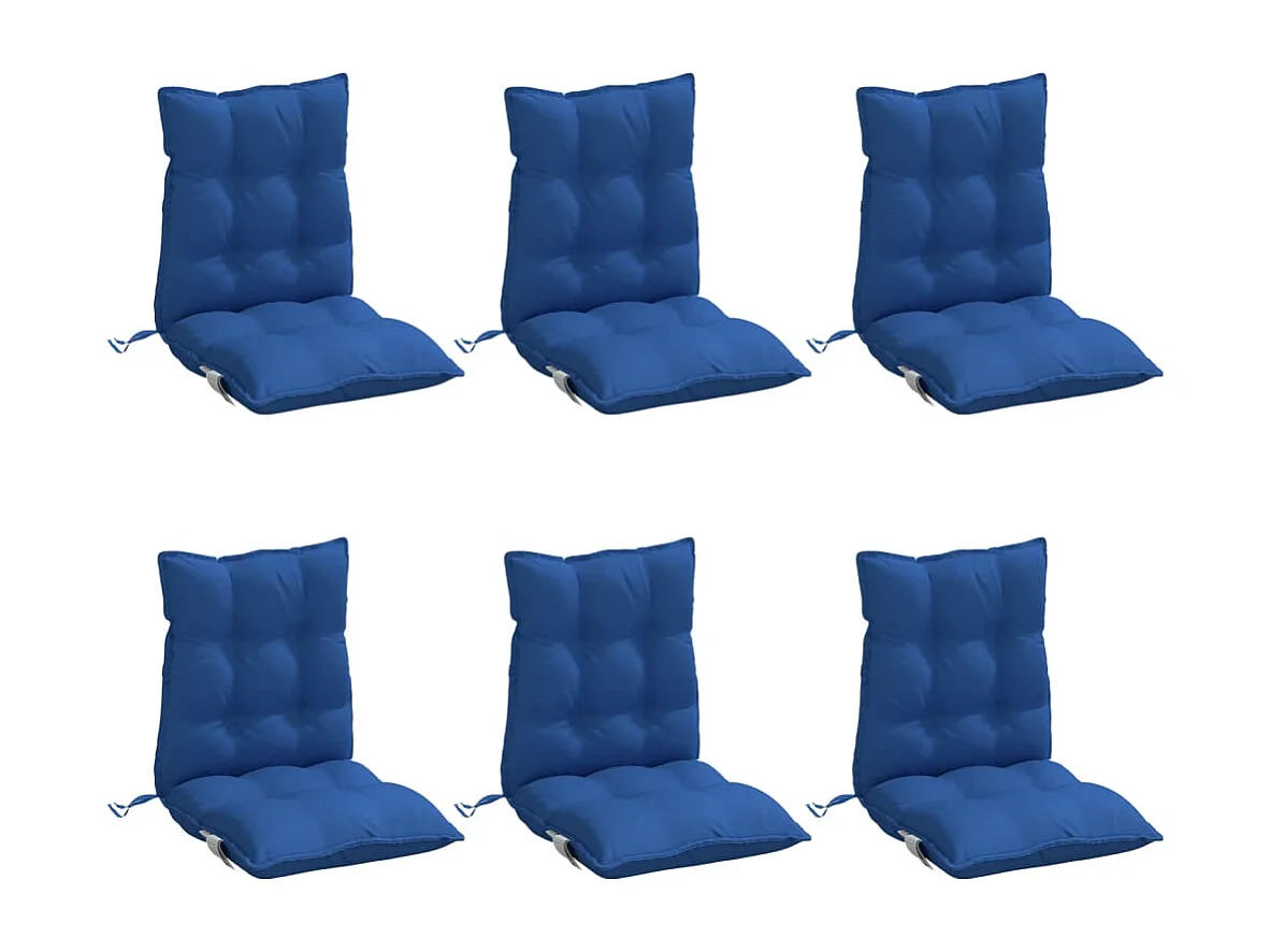 Coussins de chaise à dossier bas lot de 6 bleu royal