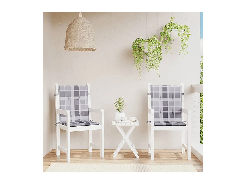 Cuscini per Sedia 2 pz a Quadri Grigi 100x50x3cm Tessuto Oxford