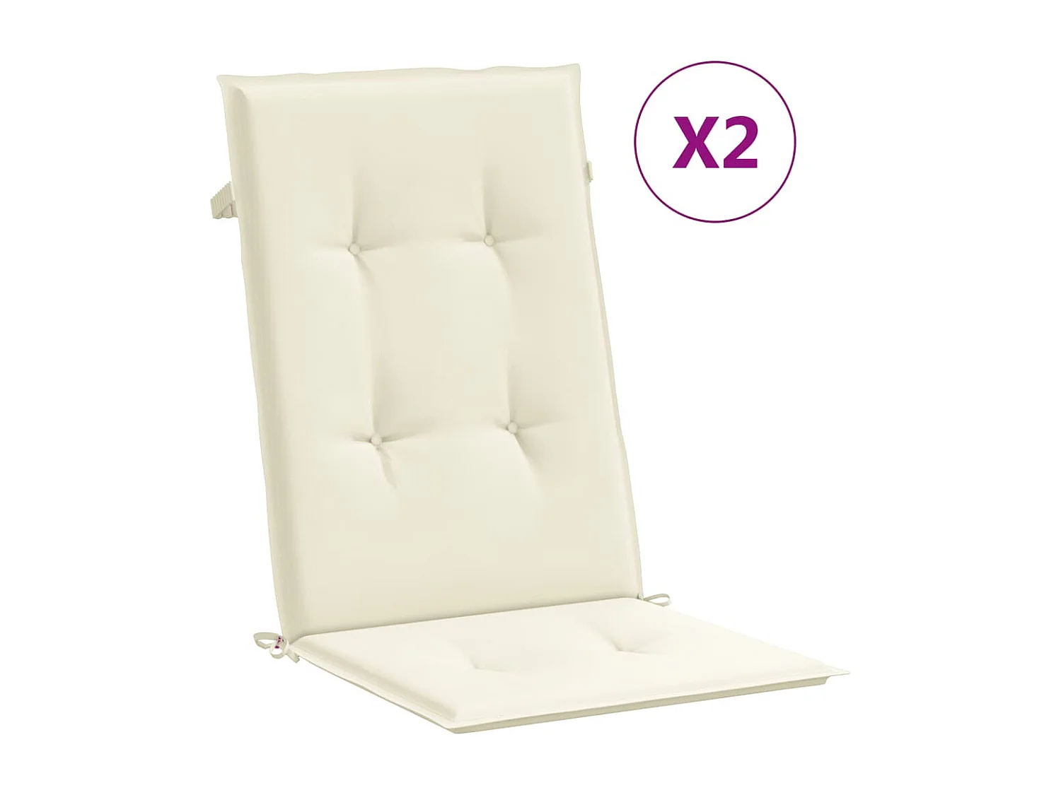 Almofadões para cadeiras altas de jardim 2 pcs tecido creme