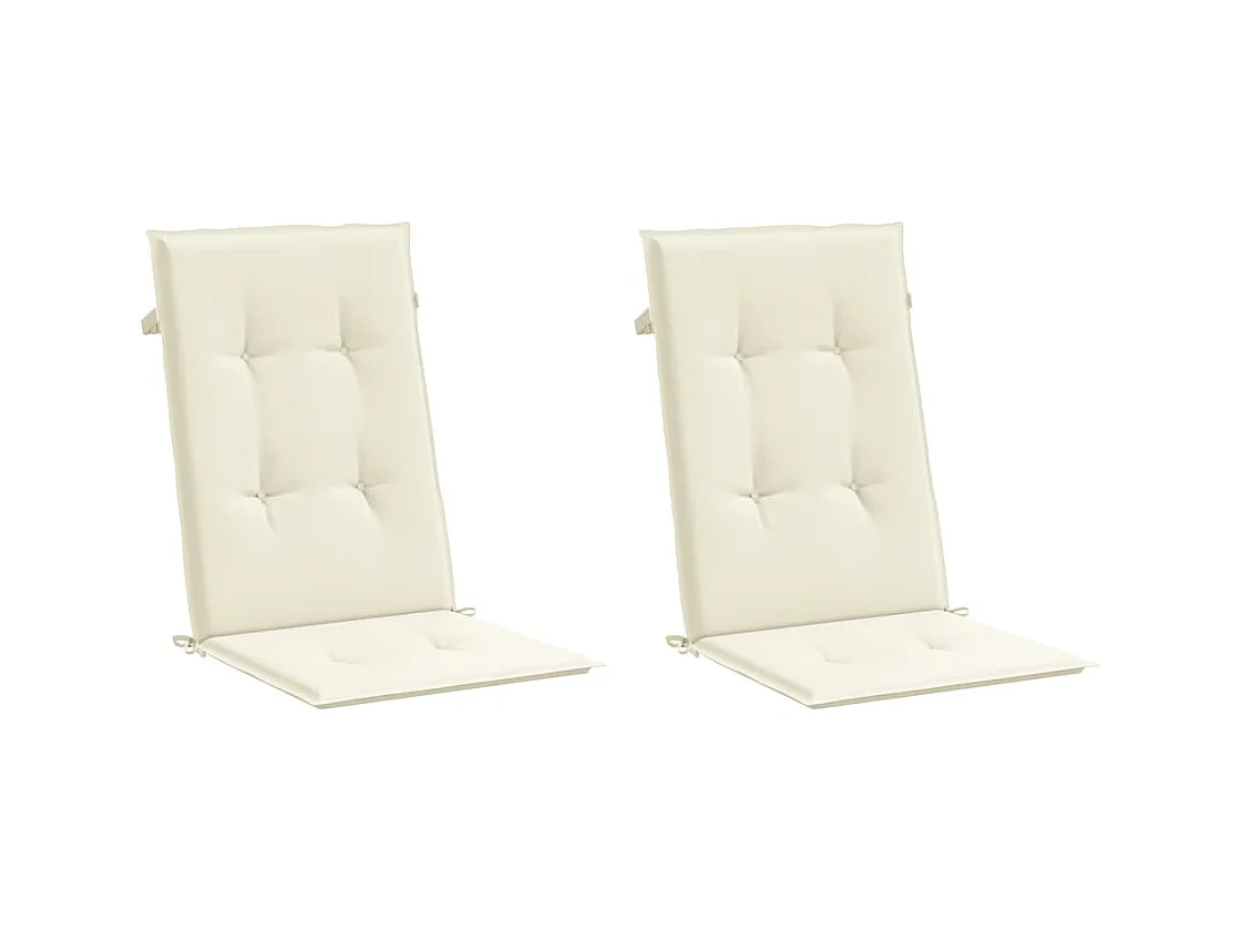 Coussins de chaise de jardin dossier haut lot de 2 crème tissu