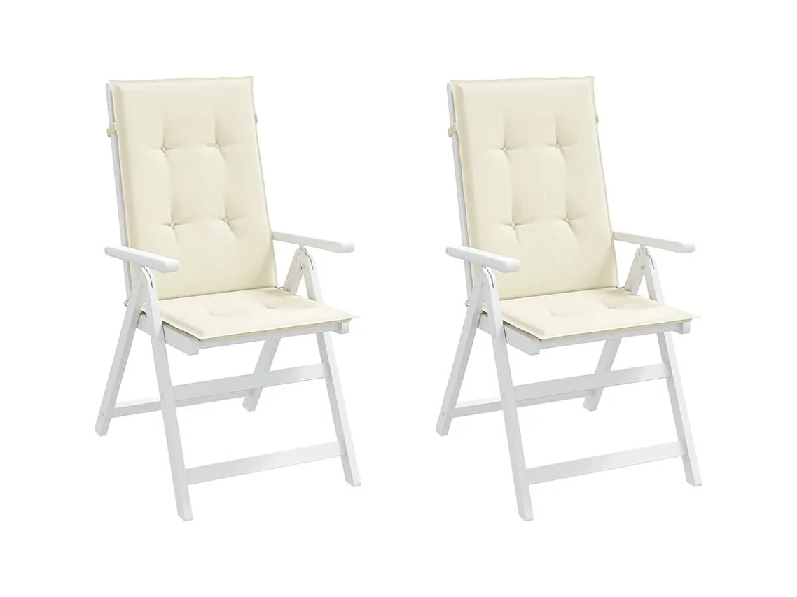 Coussins de chaise de jardin dossier haut lot de 2 crème tissu
