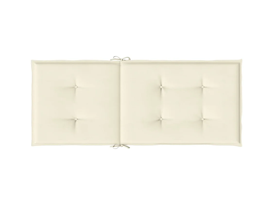Coussins de chaise de jardin dossier haut lot de 2 crème tissu