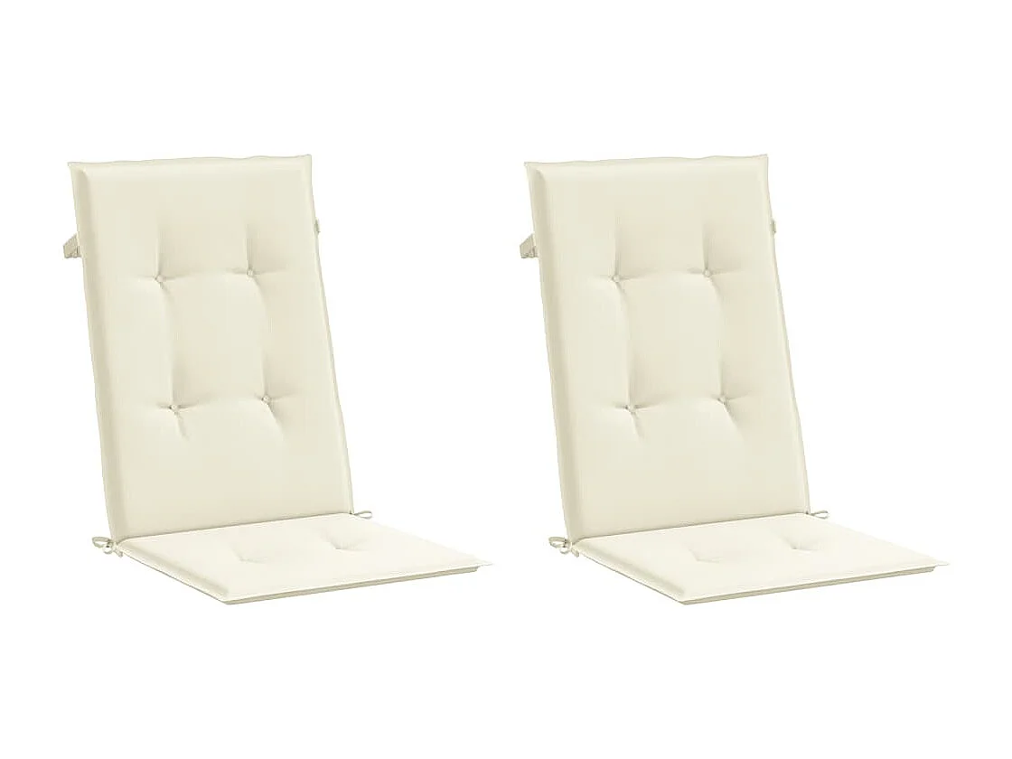Coussins de chaise de jardin dossier haut lot de 2 crème tissu