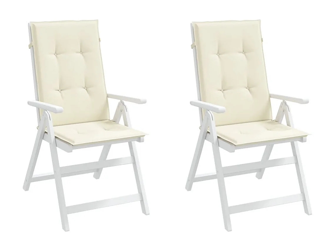Coussins de chaise de jardin dossier haut lot de 2 crème tissu