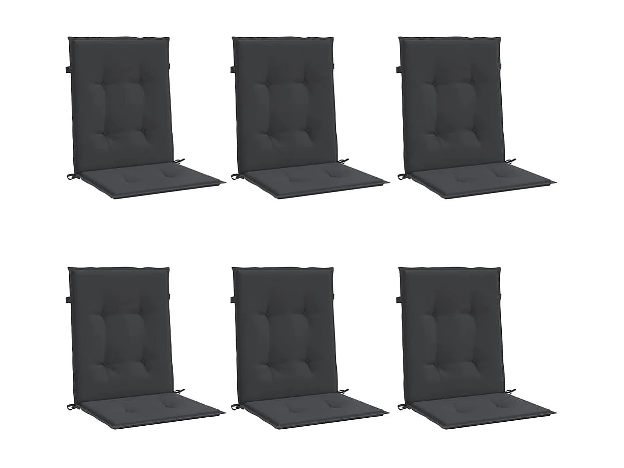 Cuscini per Sedia 6 pz Neri 100x50x3 cm in Tessuto Oxford