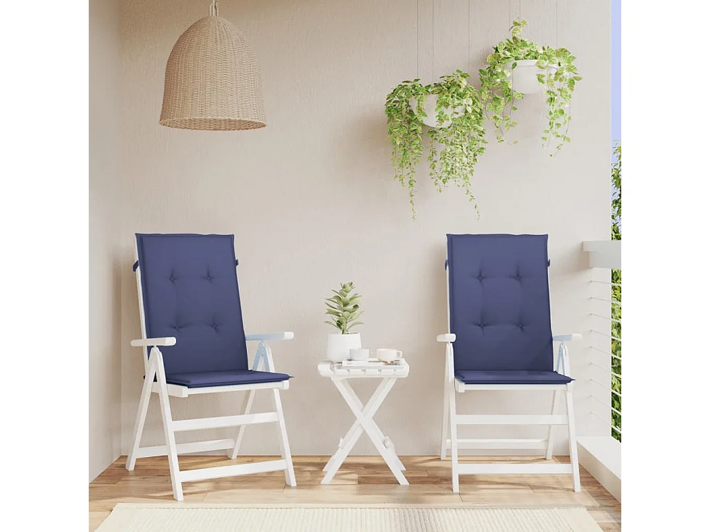 Almofadões cadeira encosto alto 2pcs tecido azul-marinho