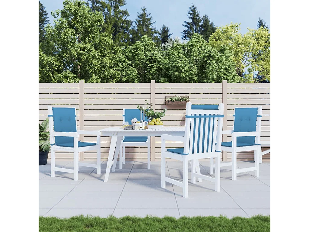 Coussins de chaise à dossier bas lot de 4 bleu mélangé tissu