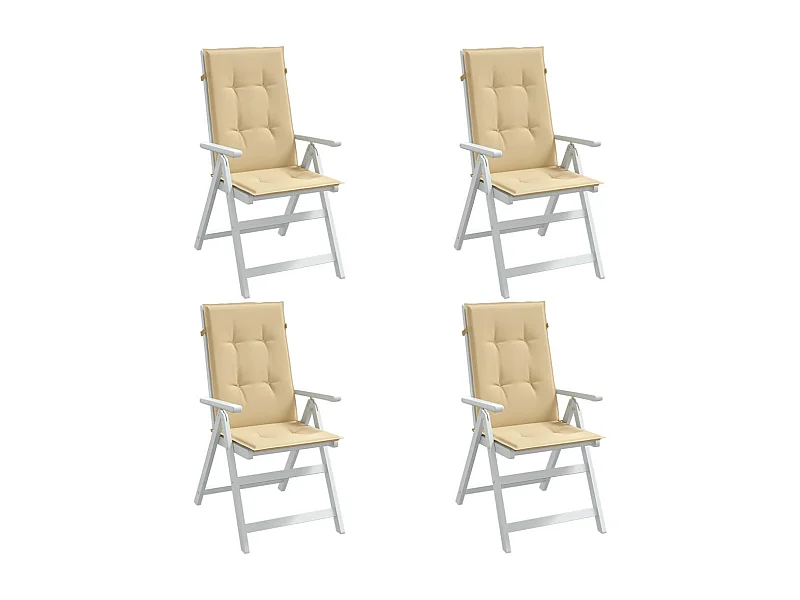 Coussins de chaise à dossier haut lot de 4 beige mélangé tissu