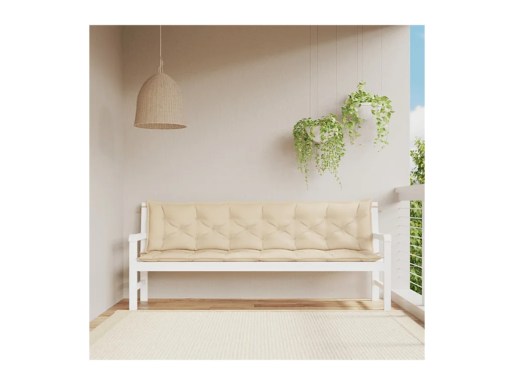 Cuscini Panca da Giardino 2pz Beige 200x50x7cm Tessuto Oxford
