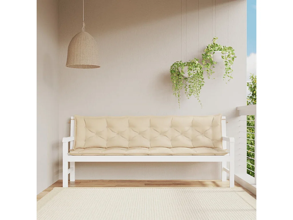 Coussins de banc jardin lot de 2 beige 200x50x7 cm tissu Oxford