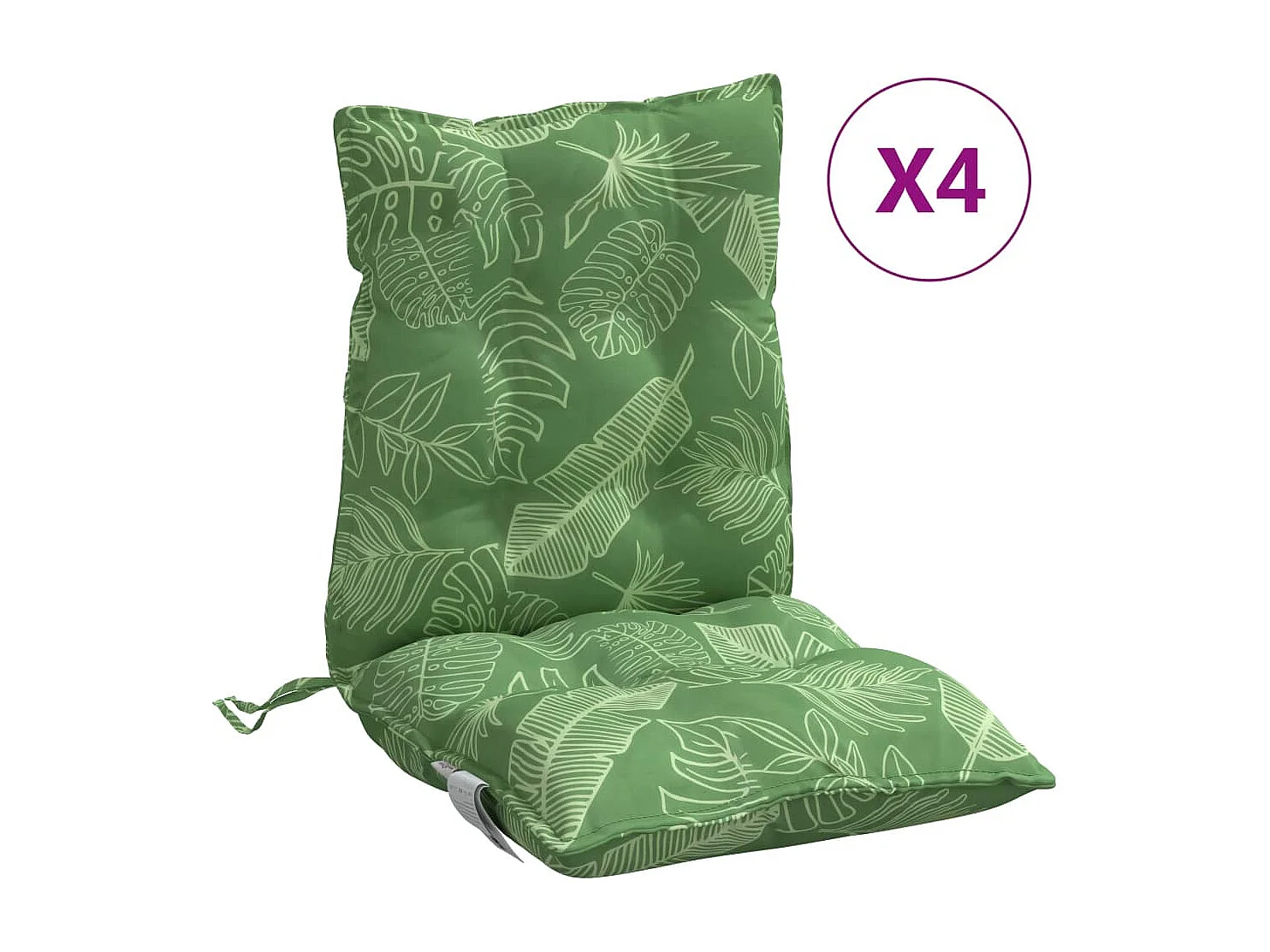 Coussins de chaise à dossier bas lot de 4 modèle de feuille
