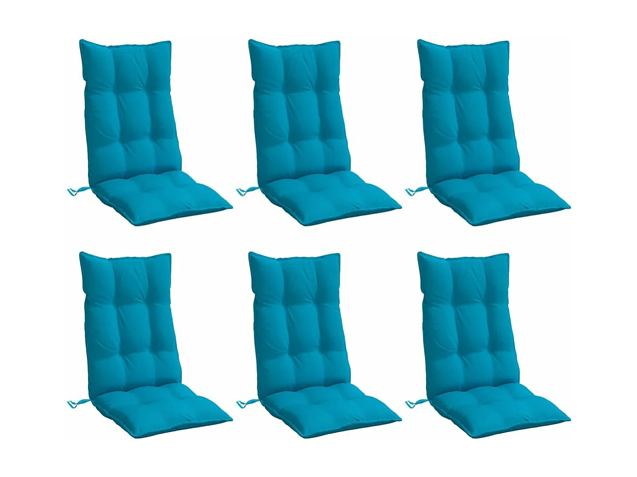 Coussins de chaise à dossier haut lot de 6 bleu clair