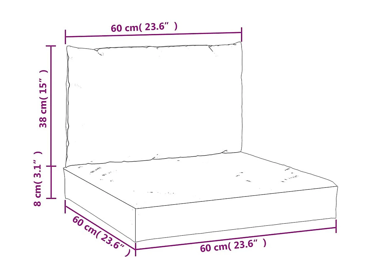 Palletkussens 2 st stof grijs