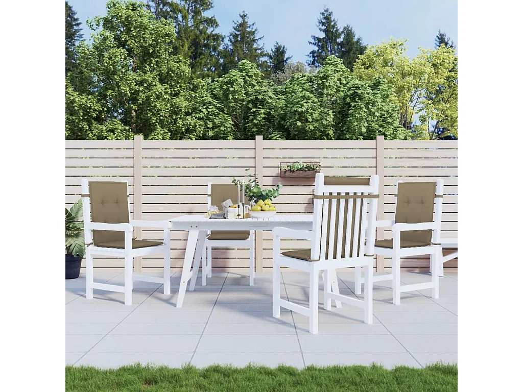 Coussins de chaise à dossier bas lot de 4 taupe mélangé tissu