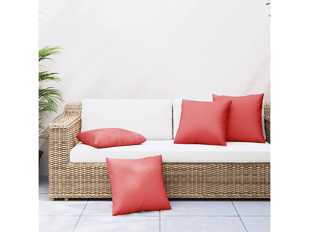 Coussins de canapé lot de 4 rouge 60x60 cm tissu