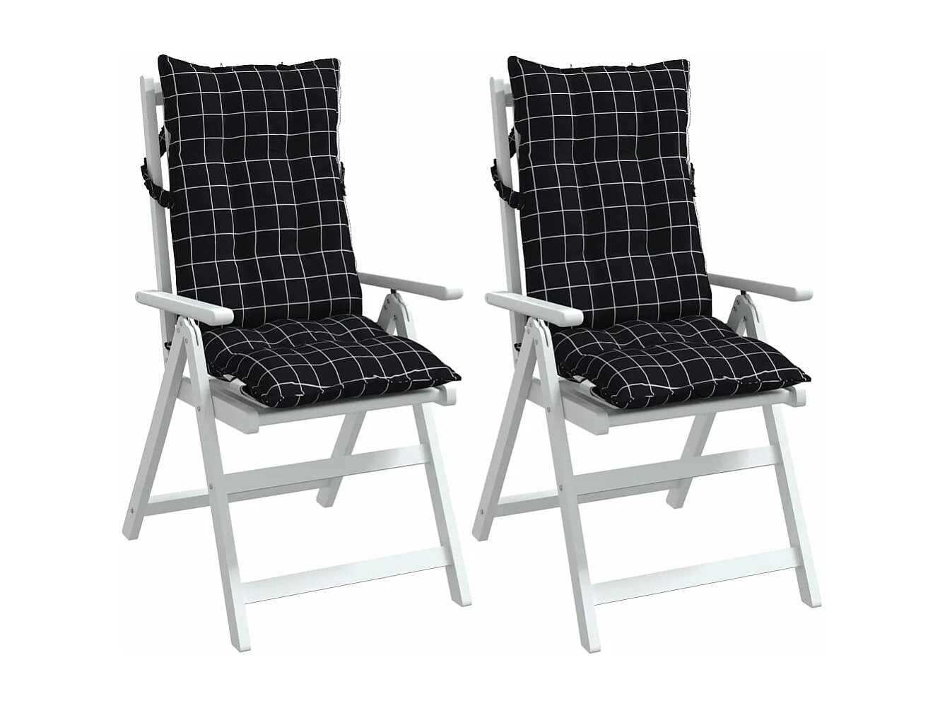 Almofadões cadeira encosto alto 2pcs tecido oxford xadrez preto