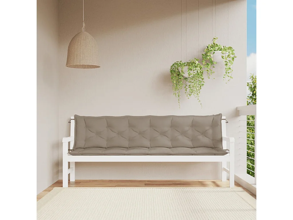 Coussins de banc jardin lot de 2 taupe 200x50x7 cm tissu Oxford