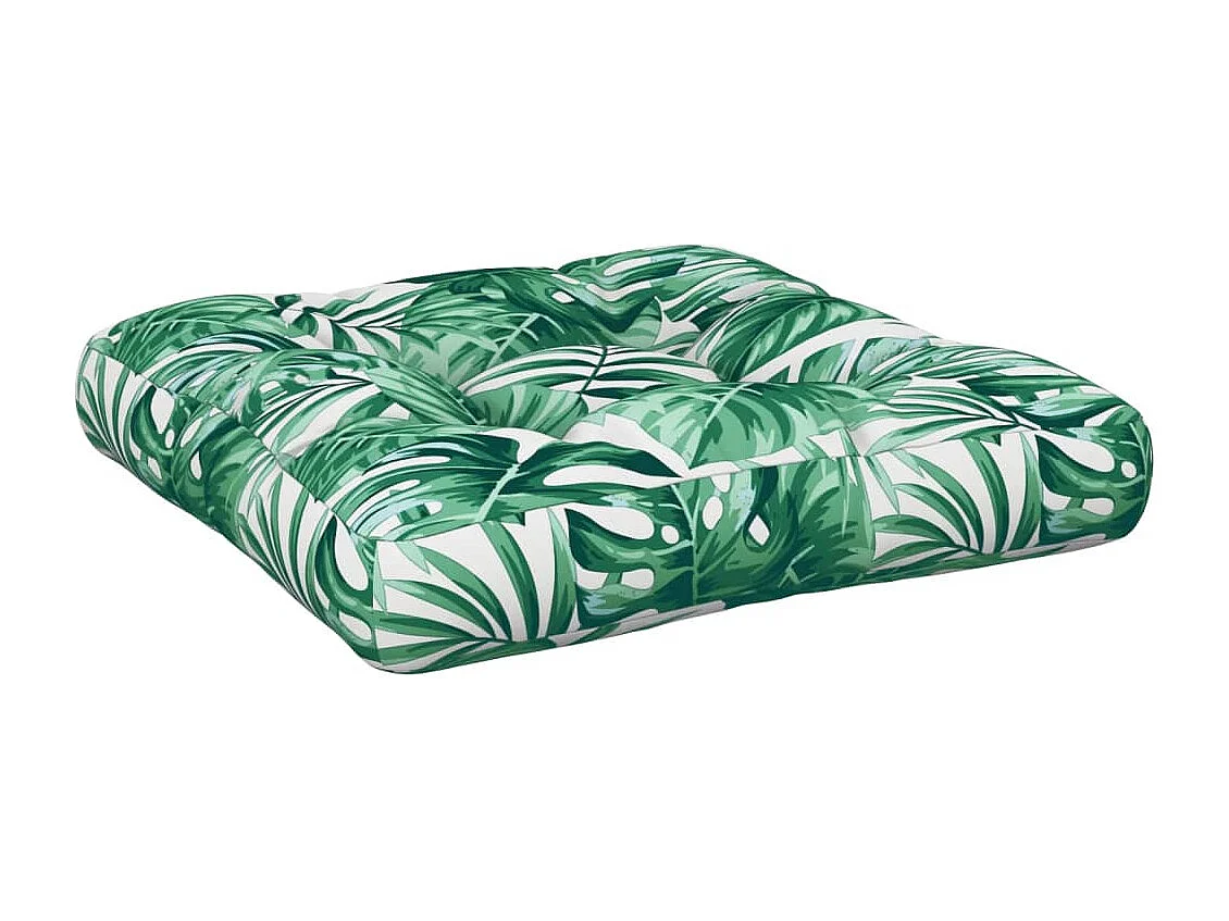 Almofadão para sofá de paletes 58x58x10 cm tecido padrão folhas