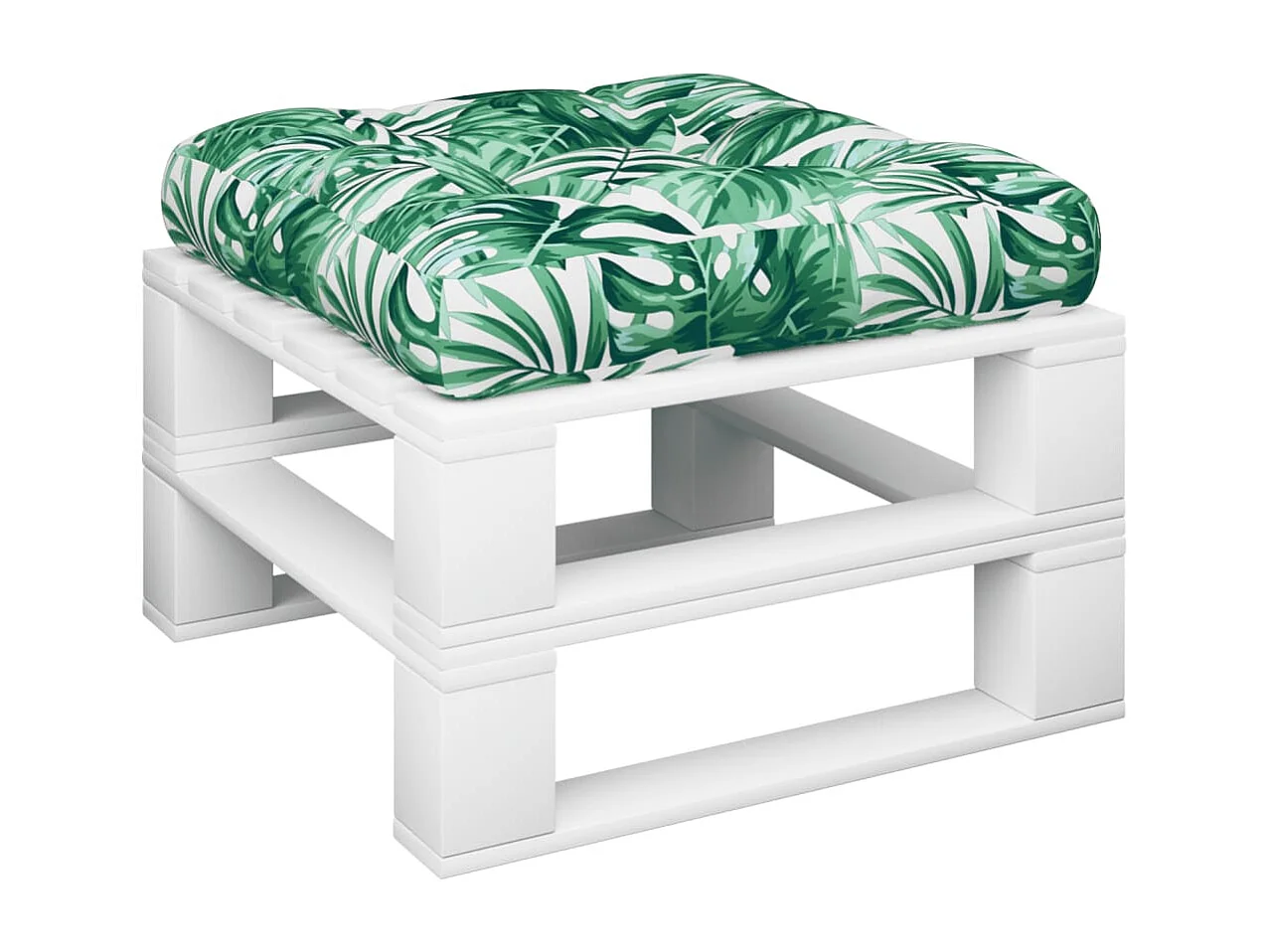 Coussin de palette motif de feuilles 58x58x10 cm tissu