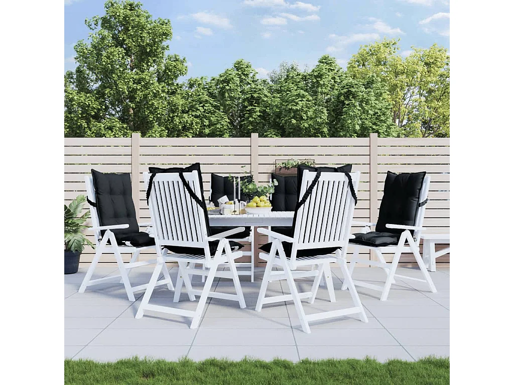 Coussins de chaise à dossier haut lot de 6 noir tissu oxford