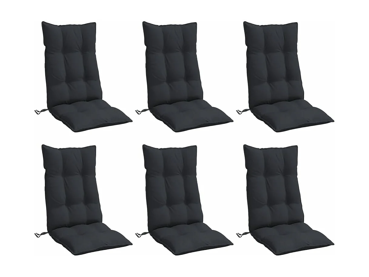 Coussins de chaise à dossier haut lot de 6 noir tissu oxford