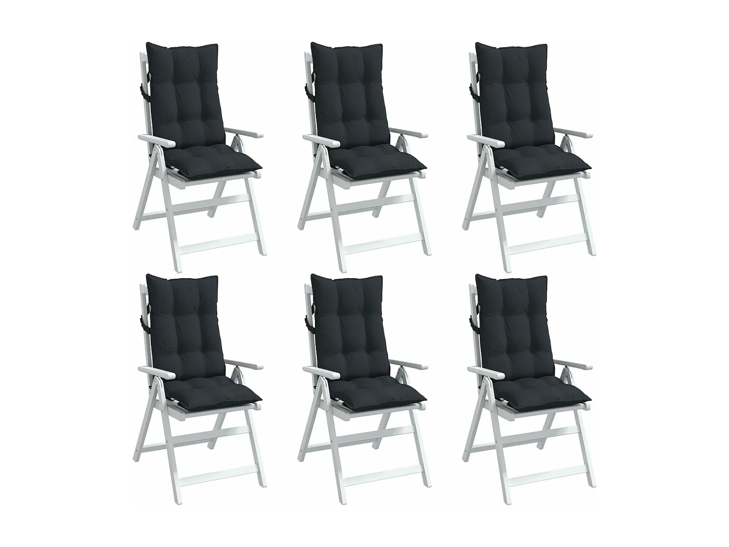 Coussins de chaise à dossier haut lot de 6 noir tissu oxford