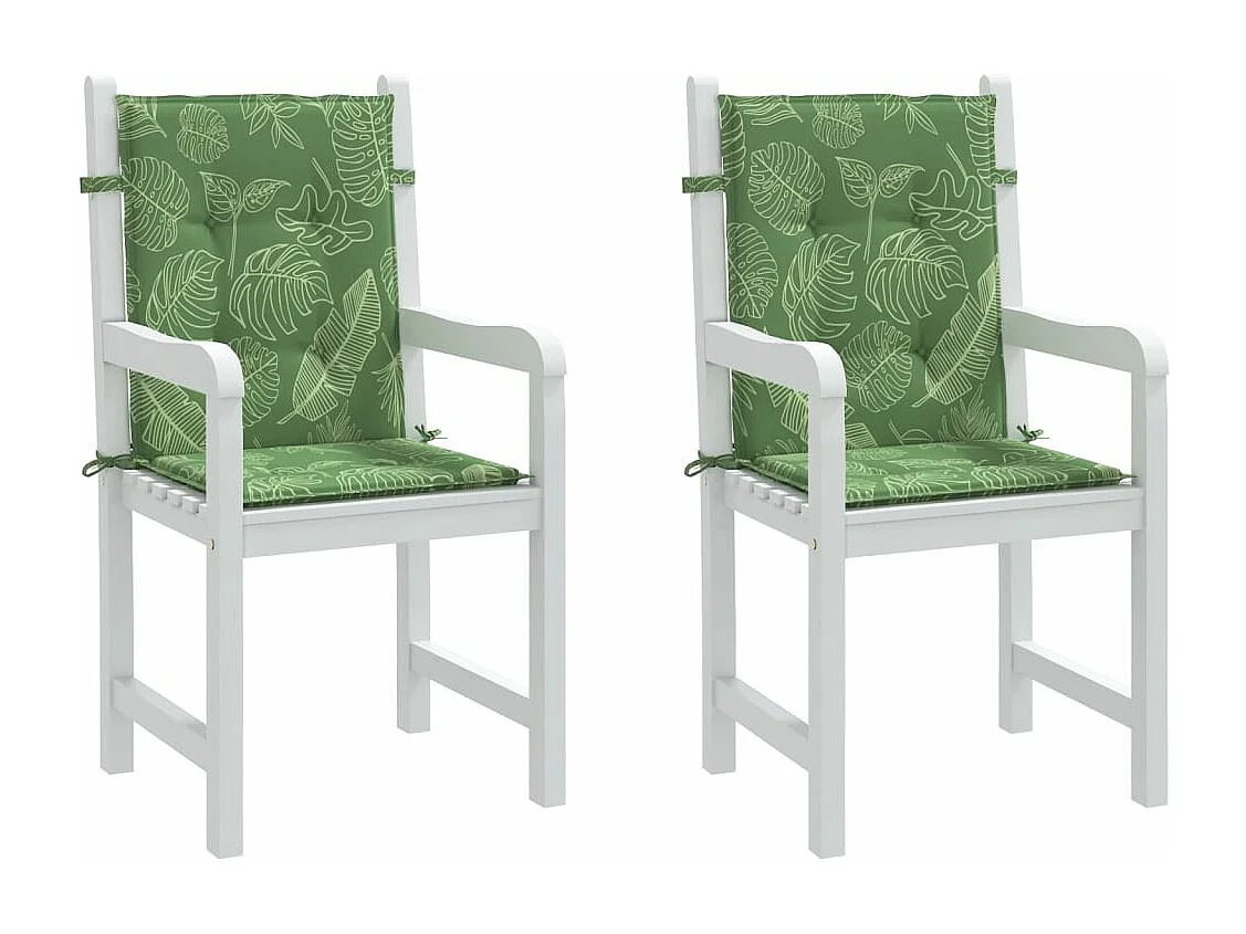 Cuscini per Sedia Schienale Basso 2 pz Motivo Foglie in Tessuto