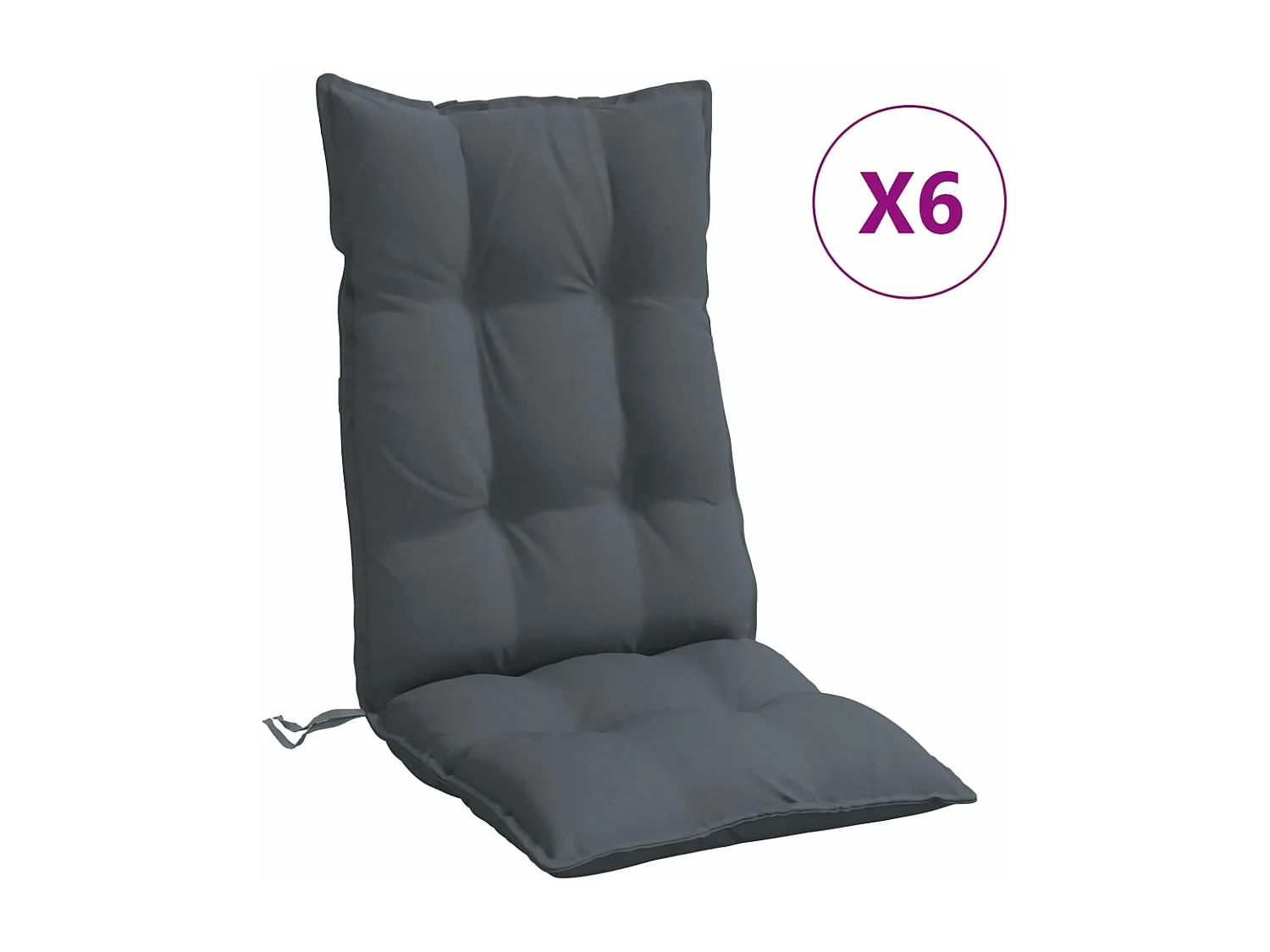 Coussins de chaise à dossier haut lot de 6 anthracite