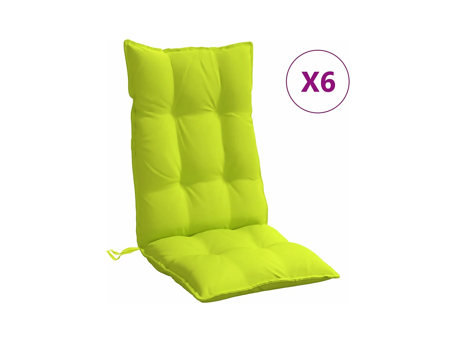 Coussins de chaise à dossier haut lot de 6 vert vif