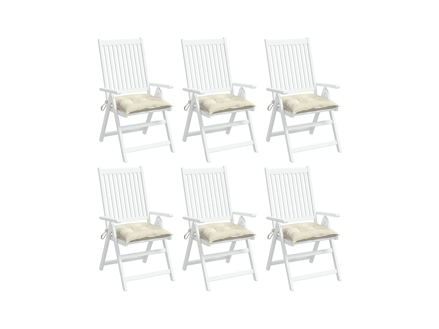 Coussins de chaise lot de 6 blanc crème 40x40x7 cm tissu oxford