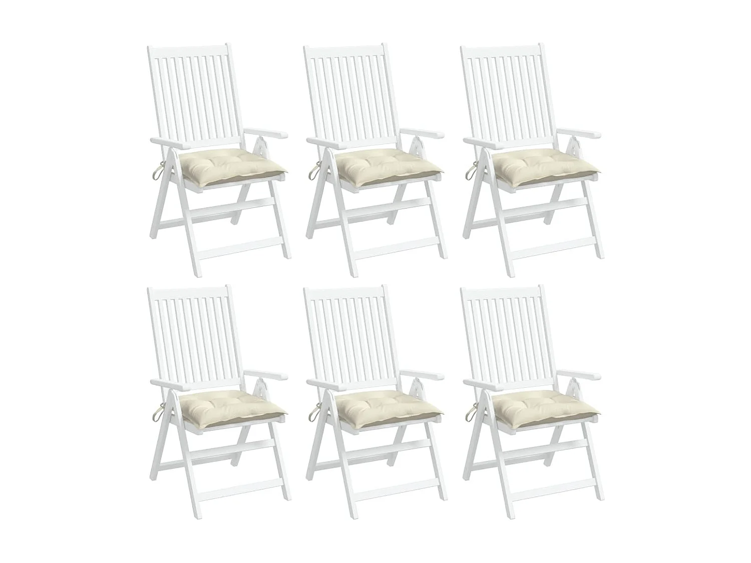 Coussins de chaise lot de 6 blanc crème 40x40x7 cm tissu oxford