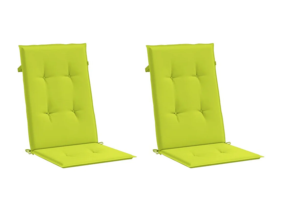 Coussins de chaise de jardin à dossier haut lot de 2 vert vif