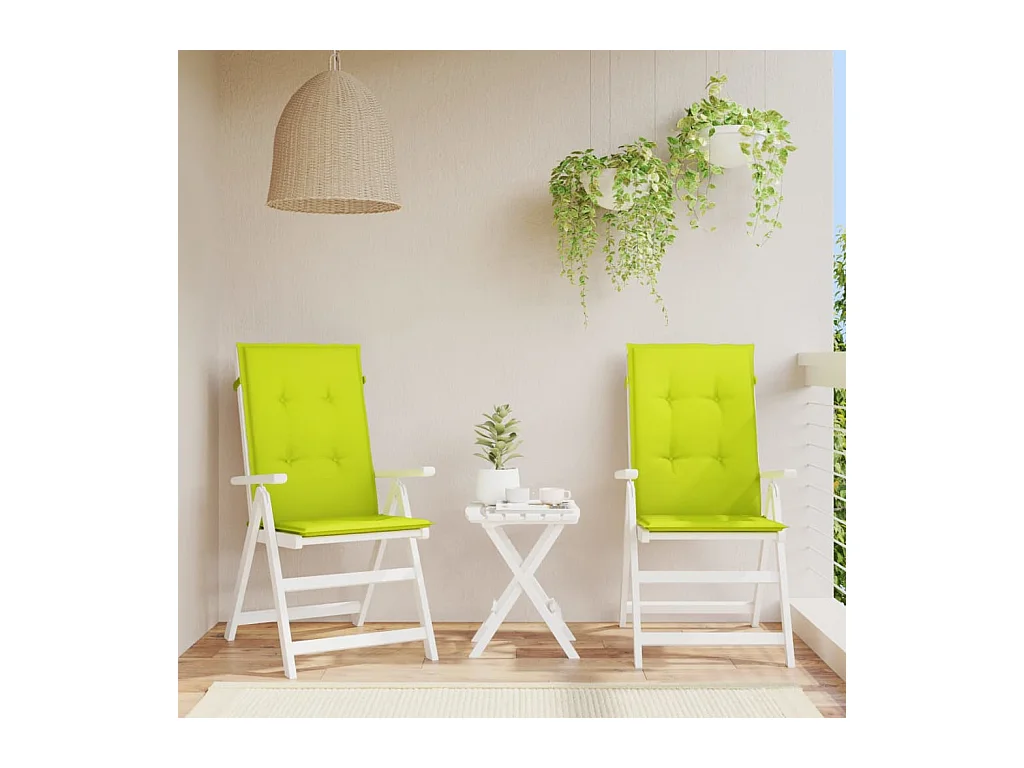 Coussins de chaise de jardin à dossier haut lot de 2 vert vif