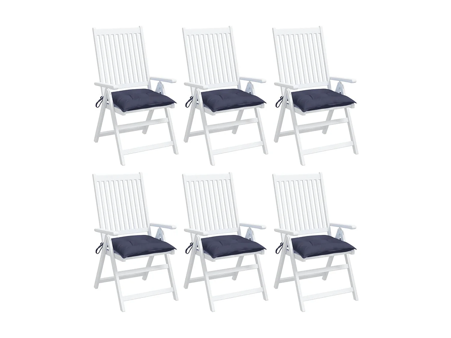 Coussins de chaise lot de 6 bleu marine 50x50x7 cm tissu oxford