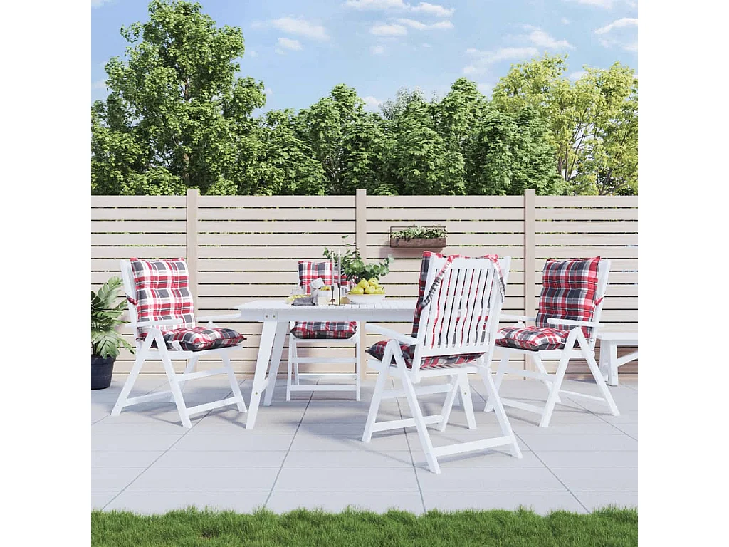 Coussins de chaise à dossier bas lot de 4 motif carreaux rouge